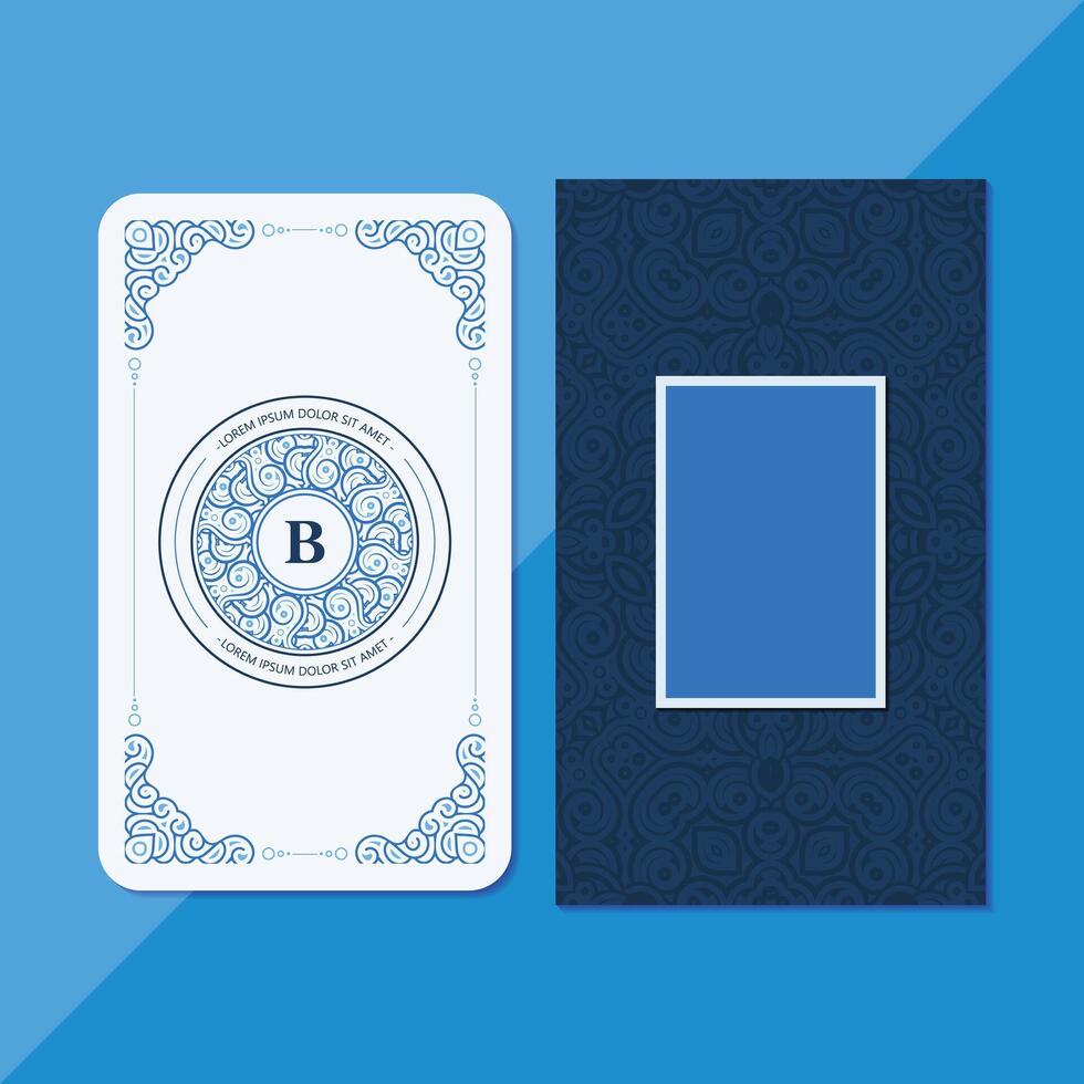 Ornamental Detailed Letter B Monogram Card Design with Text Area vector