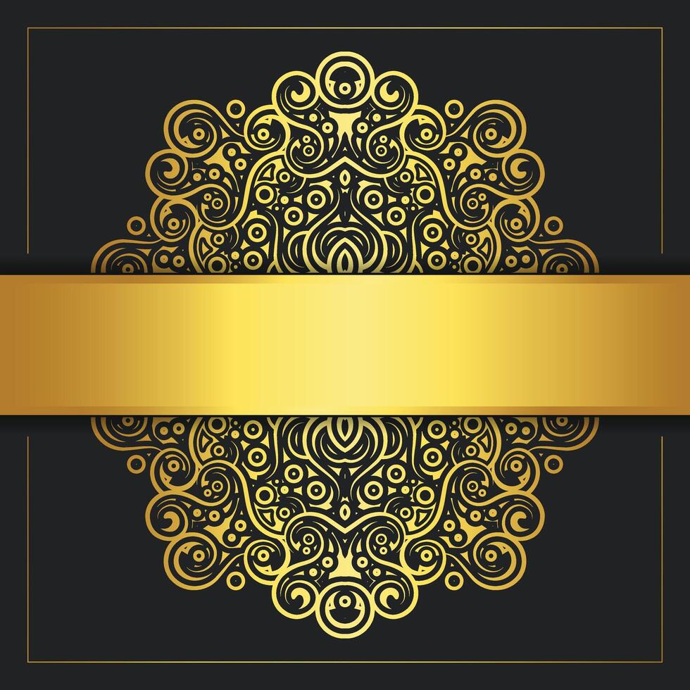 Elegant Golden Floral Mandala on Dark Background Decorative Design Element vector