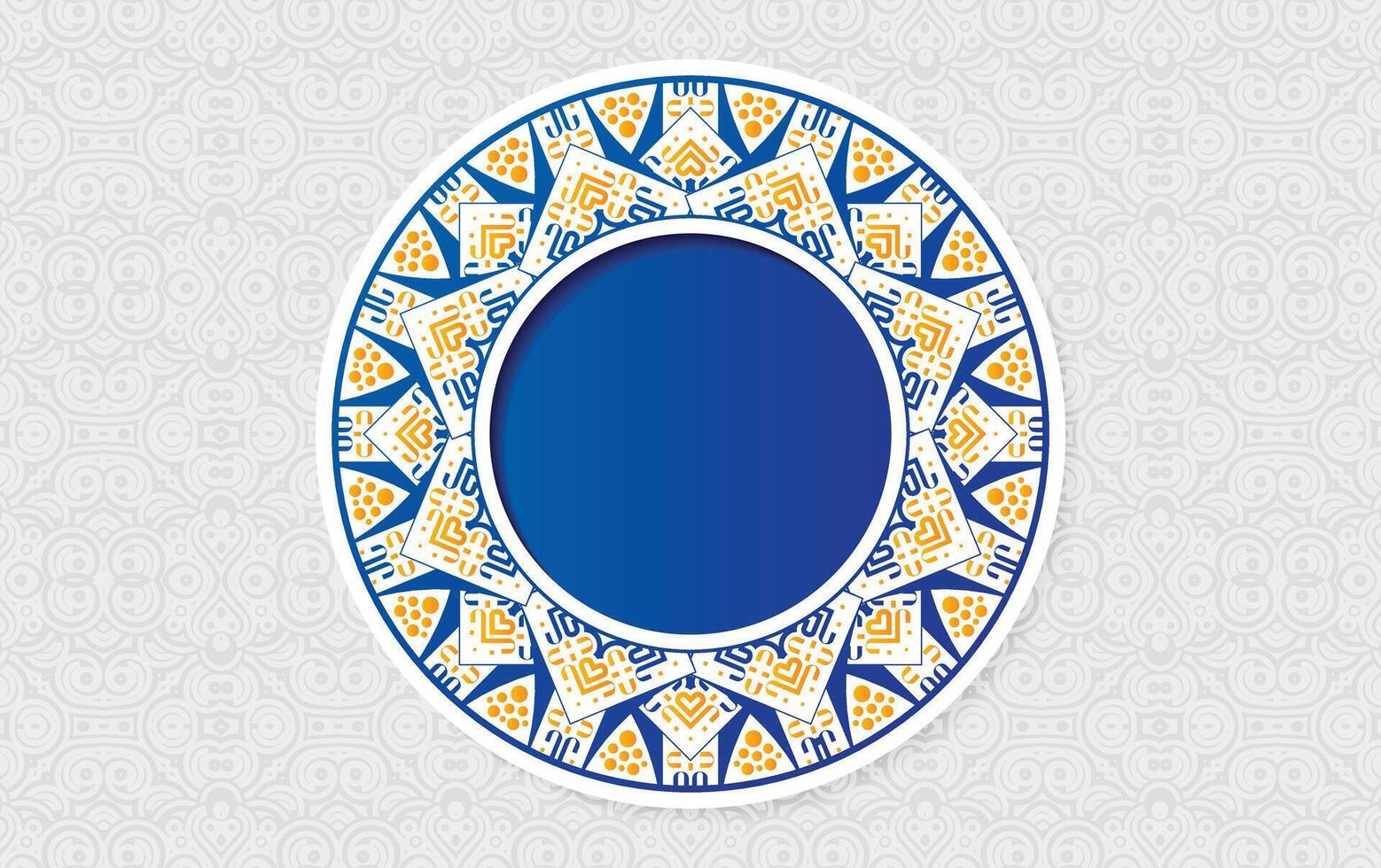 Elegant Decorative Circle Ornament Design in Blue and Gold for Background vector