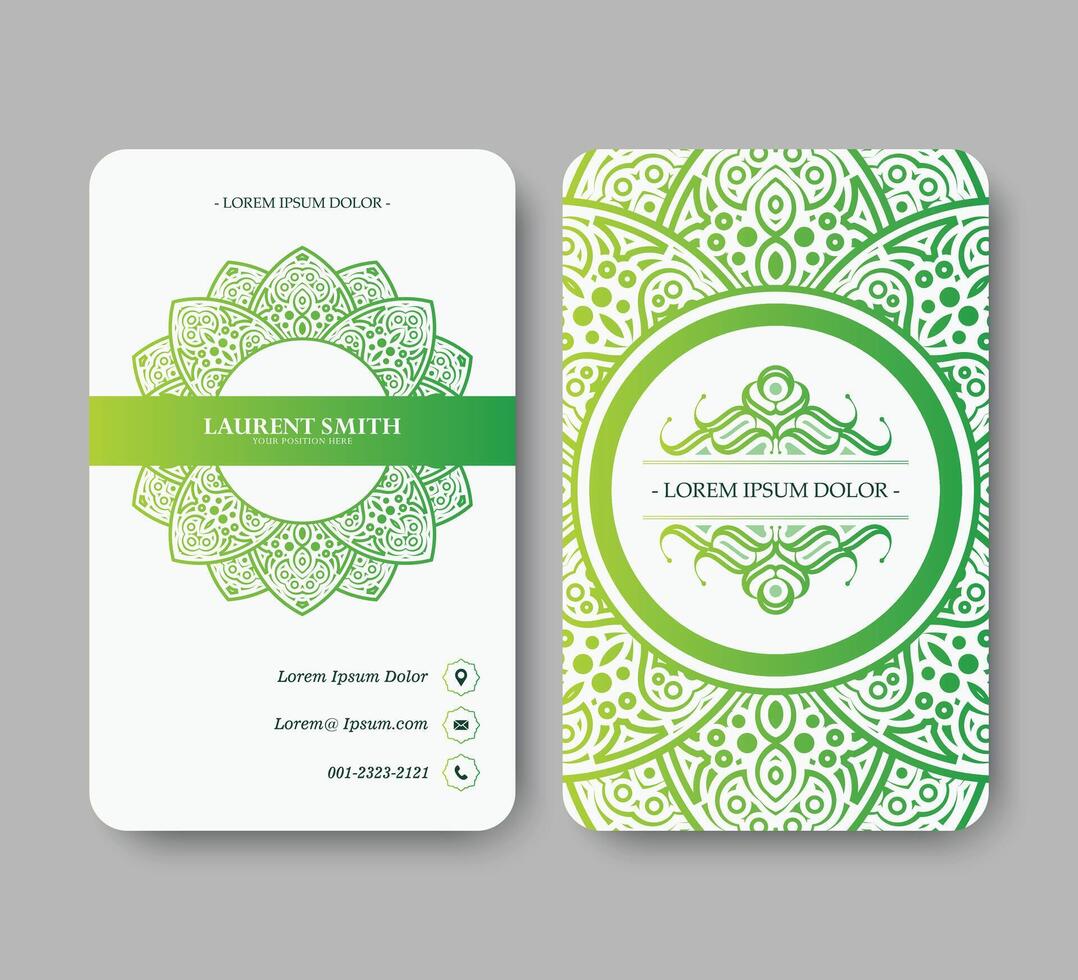 Modern Gradient Green Mandala Ornament Business Card Elegant and Professional Design vector