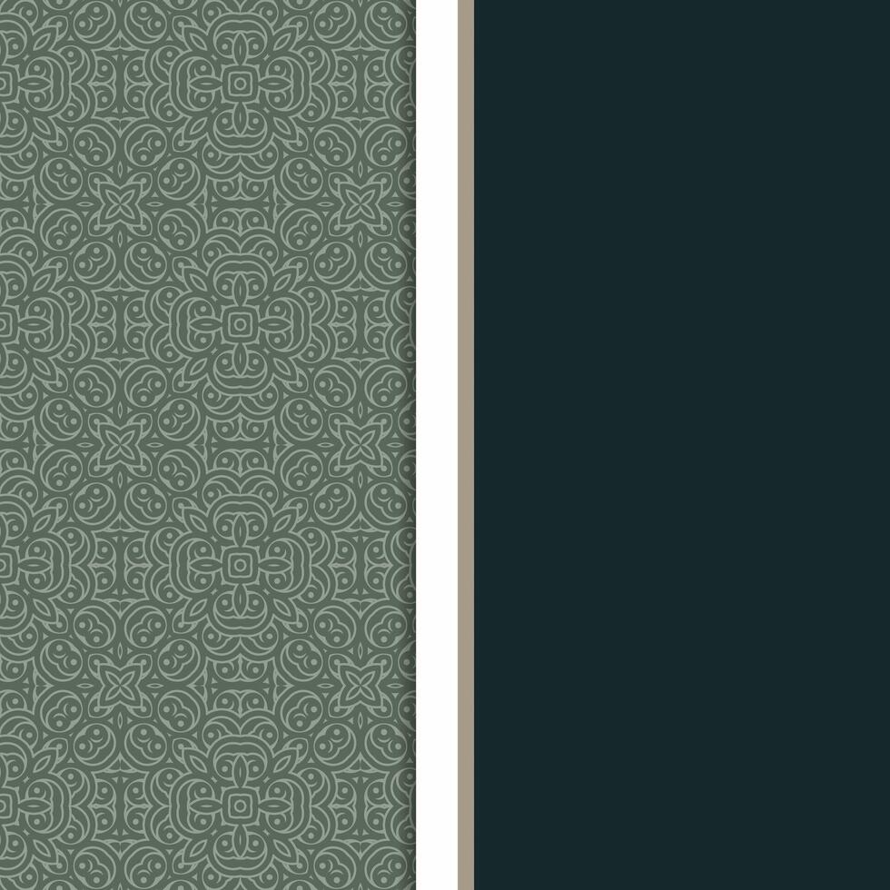 Ornate Line Art Seamless Pattern Background with Dark Green Text Area vector