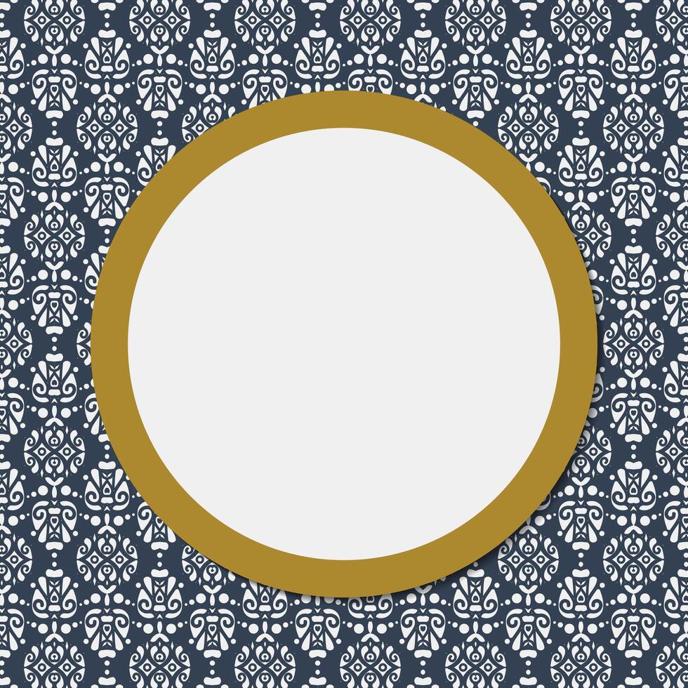 Elegant Ornamental Damask Pattern with Circular Frame for Text Background vector