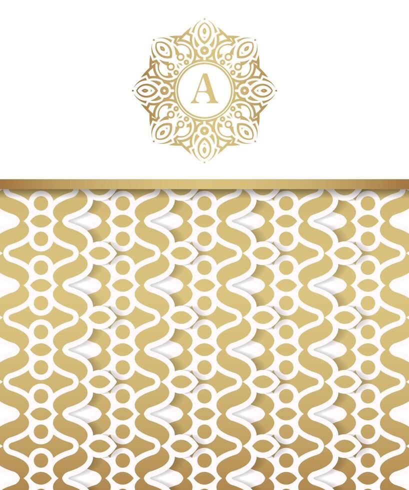 Decorative Gold and White Geometric Pattern with Initial Letter Logo vector