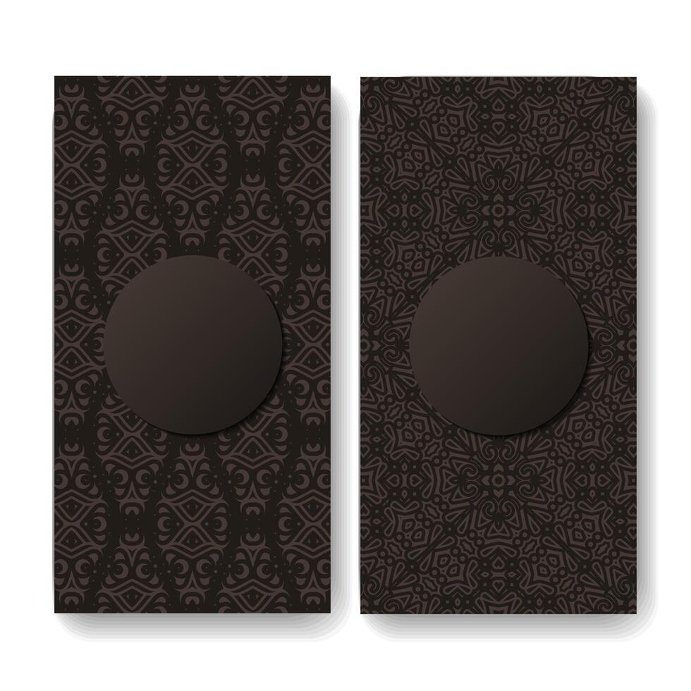 Decorative Ethnic Inspired Pattern Card Template in Brown Tones vector
