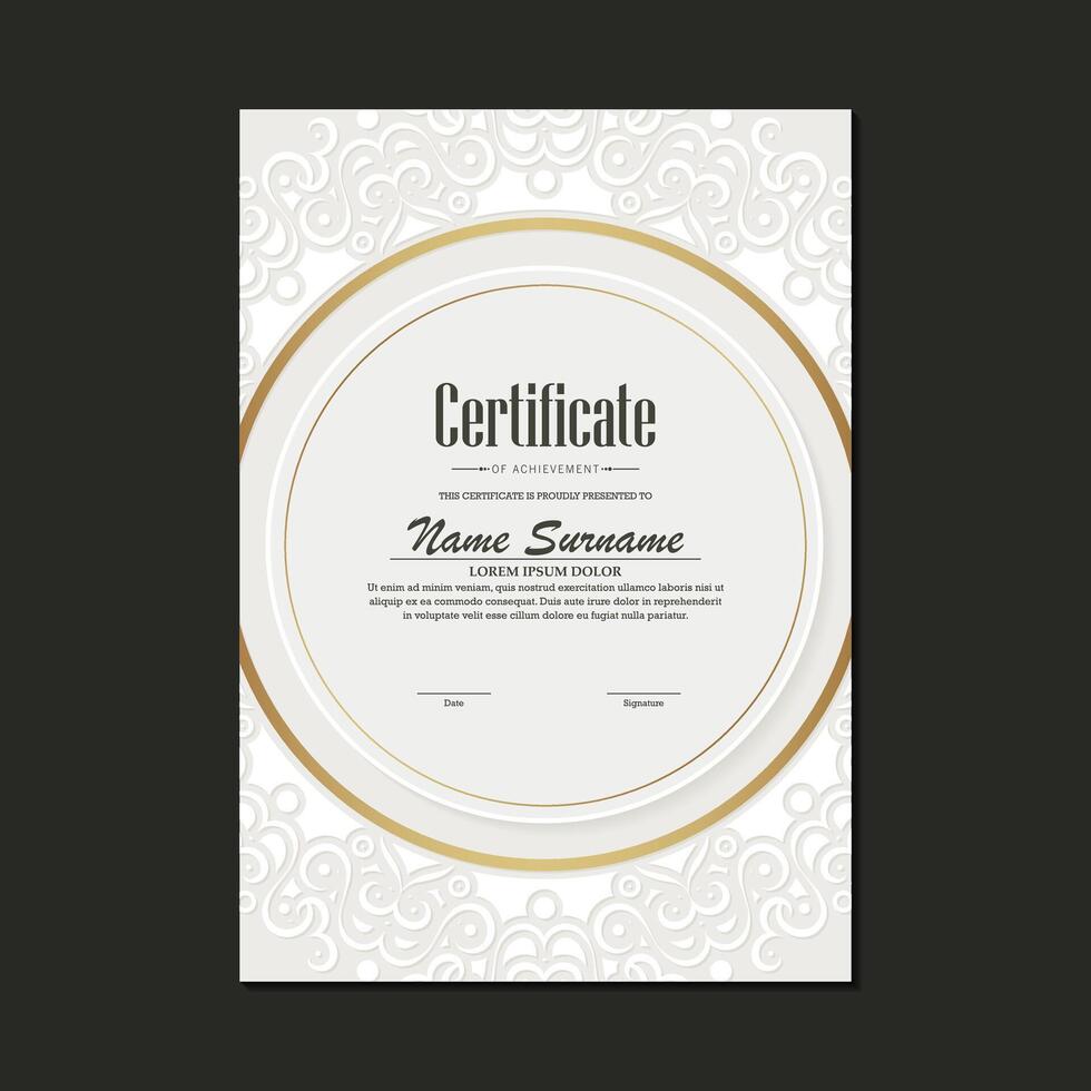 Elegant Ornamental Bordered Certificate of Achievement Template for Formal Award vector