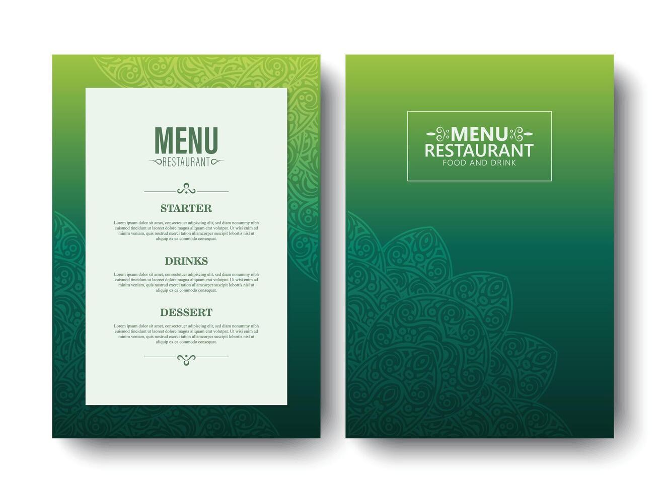 Elegant Green Restaurant Menu Template with Floral Ornament vector