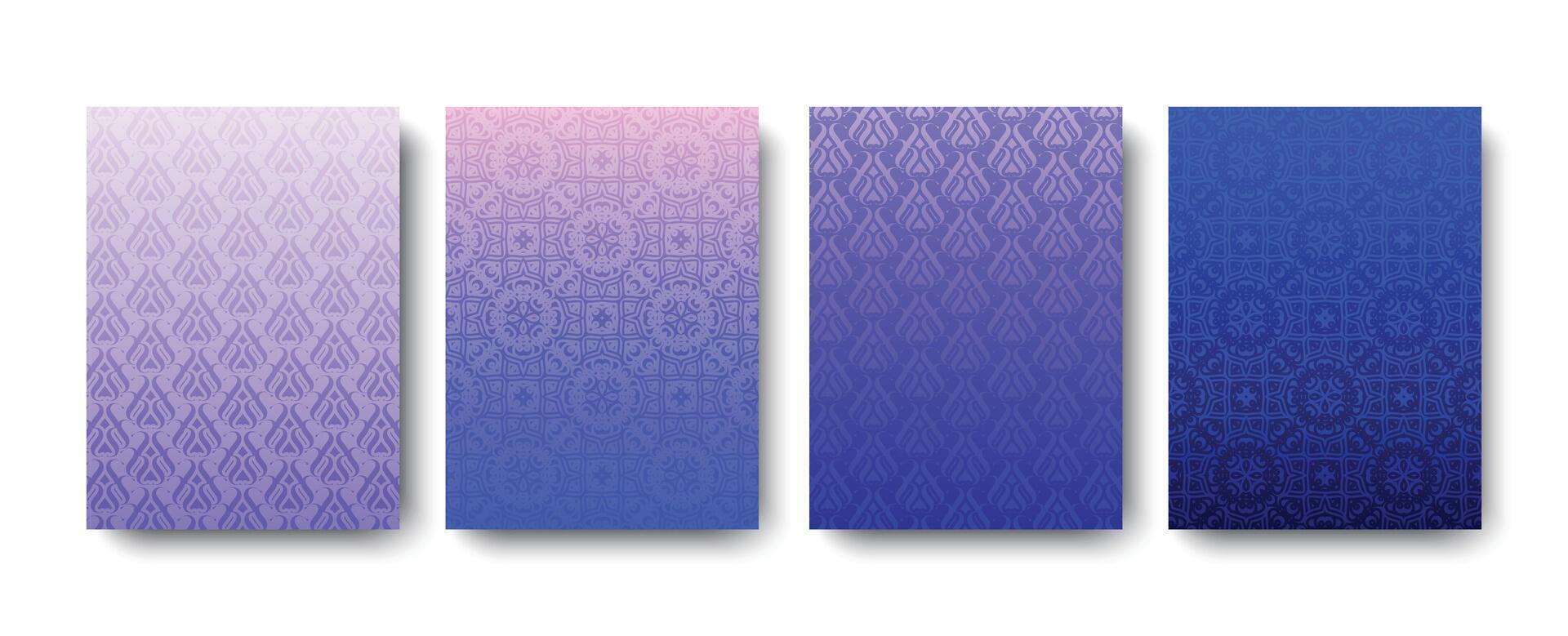 Gradient Geometric Abstract Pattern Cover Collection in Blue and Purple Color vector