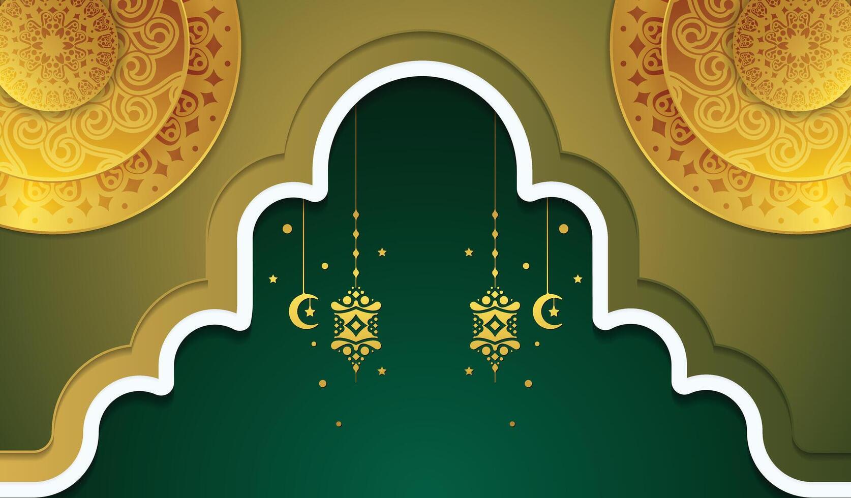 Elegant Decorative Islamic Ramadan Kareem Greeting Background with Lantern Element. vector