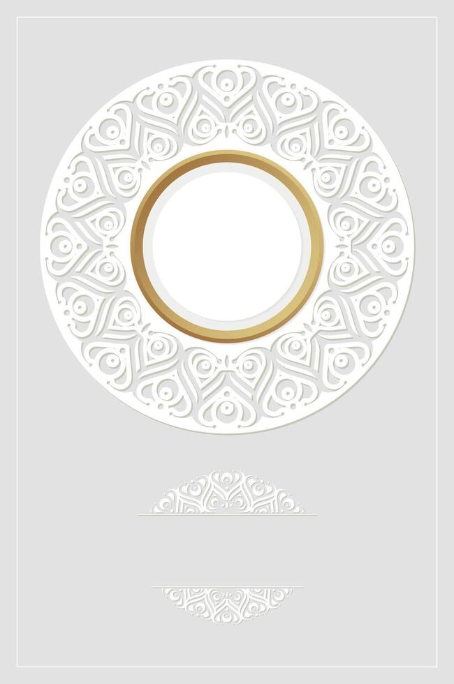 Luxury Paper Cut Mandala Ornament with Gold Frame Illustration Template vector