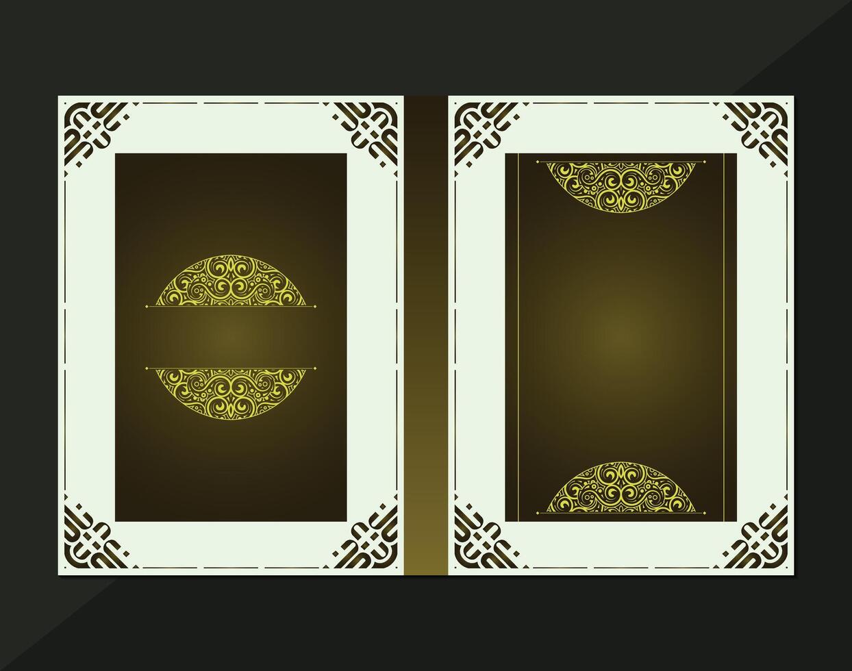 Ornate Book Cover Template with Golden Decorative Elements Design vector