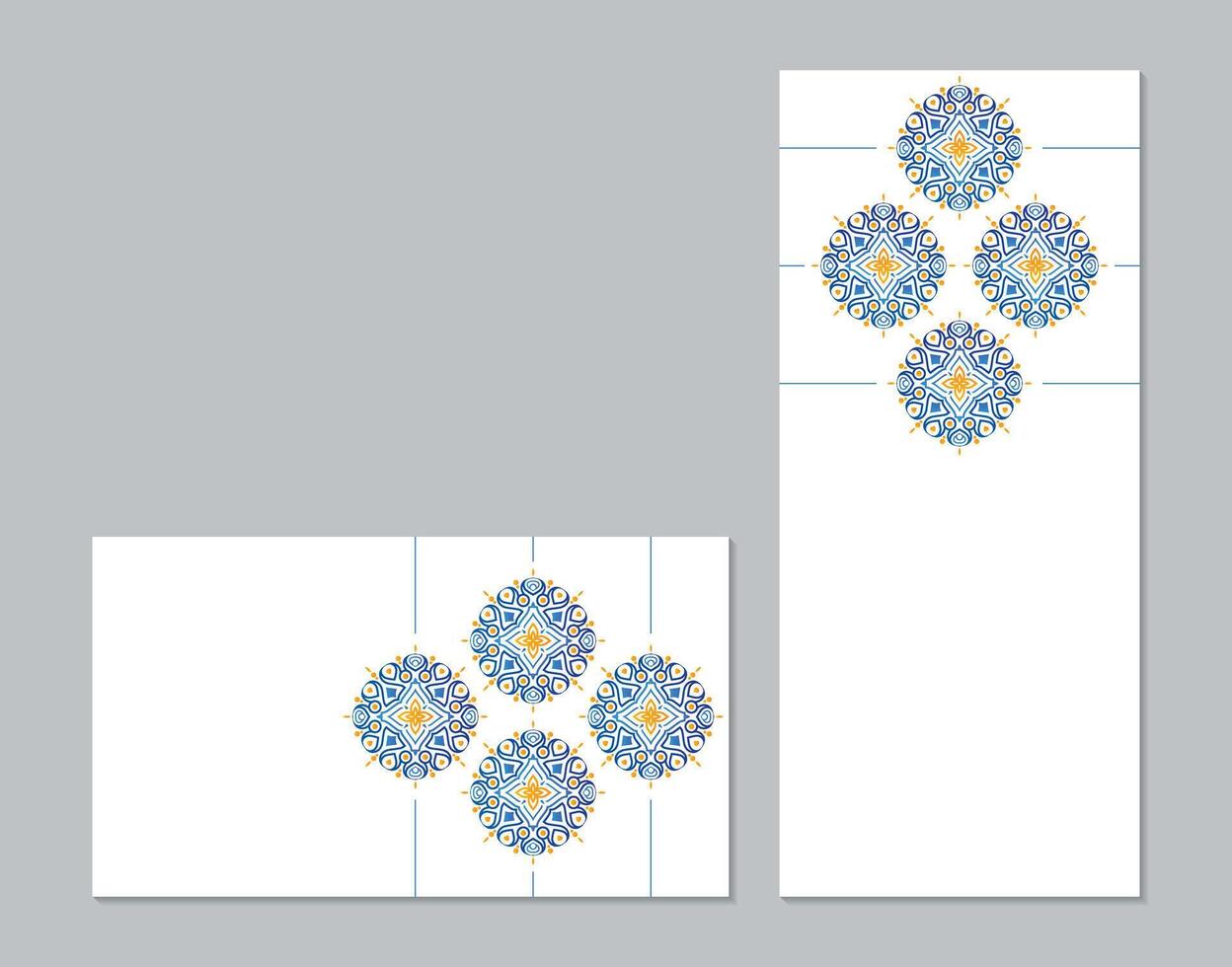 Modern Ornamental Islamic Pattern Background with Blue and Gold Color Theme vector