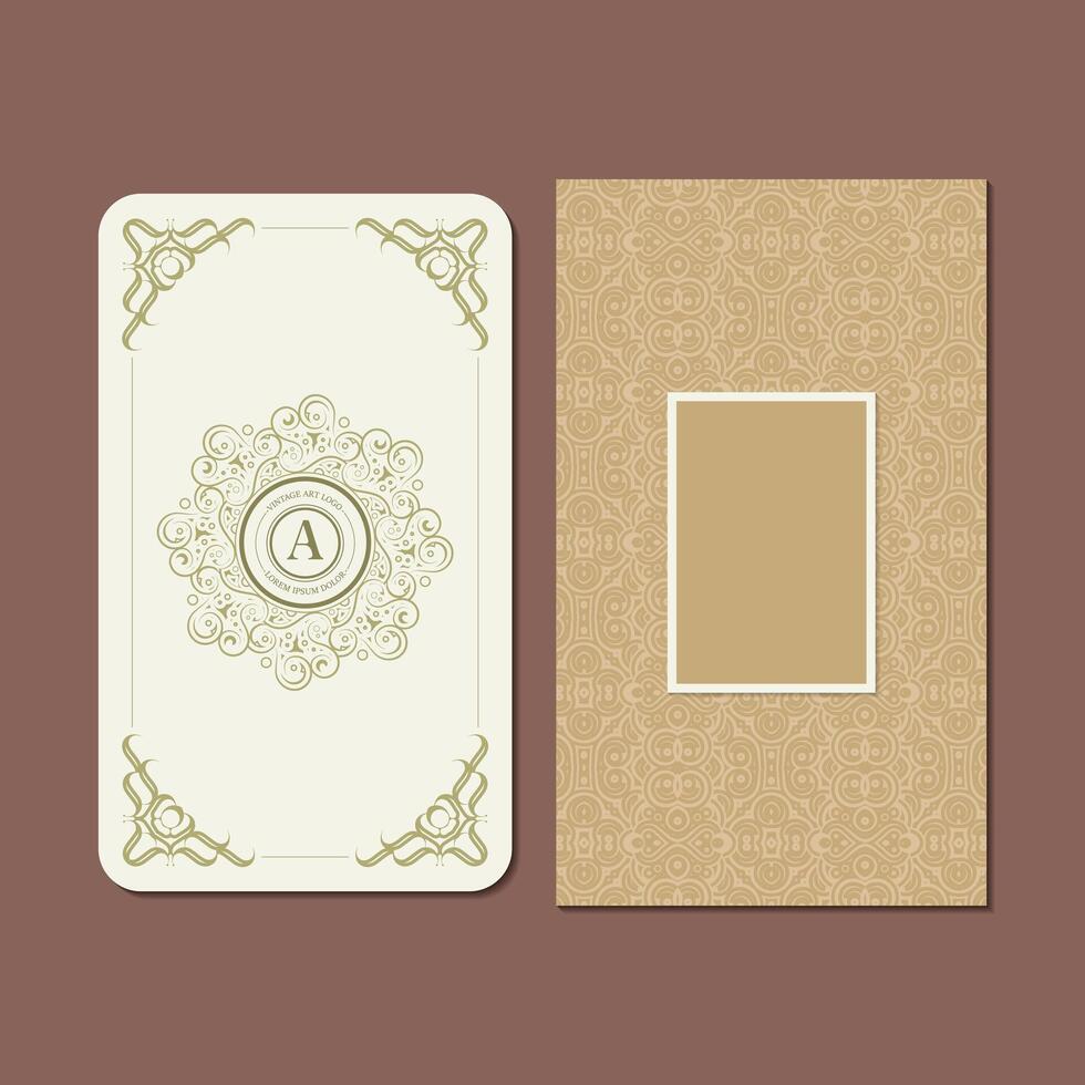 Elegant Ornate Frame with Letter A in Vintage Style Card Design vector