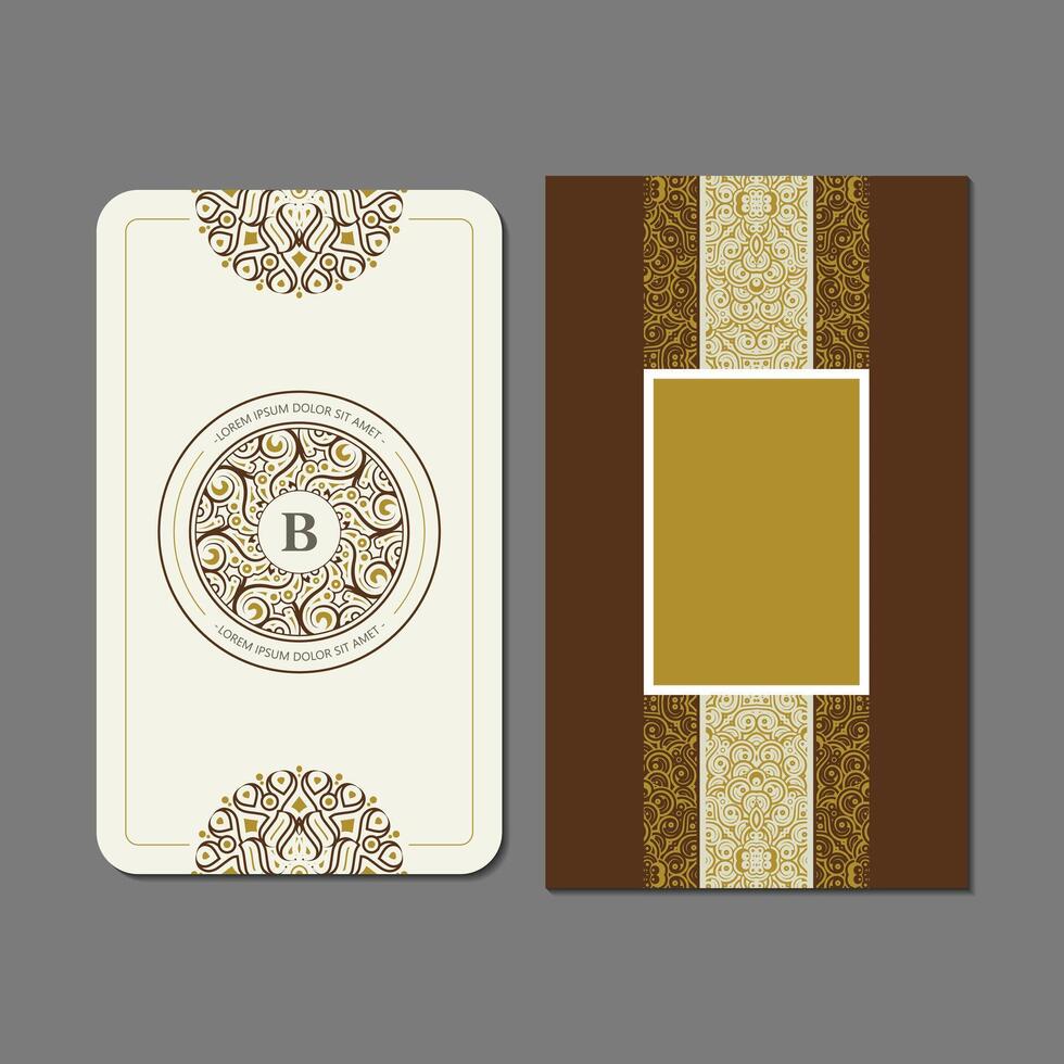 Elegant Ornamental Card Template with Letter Initial Branding and Classic Design vector