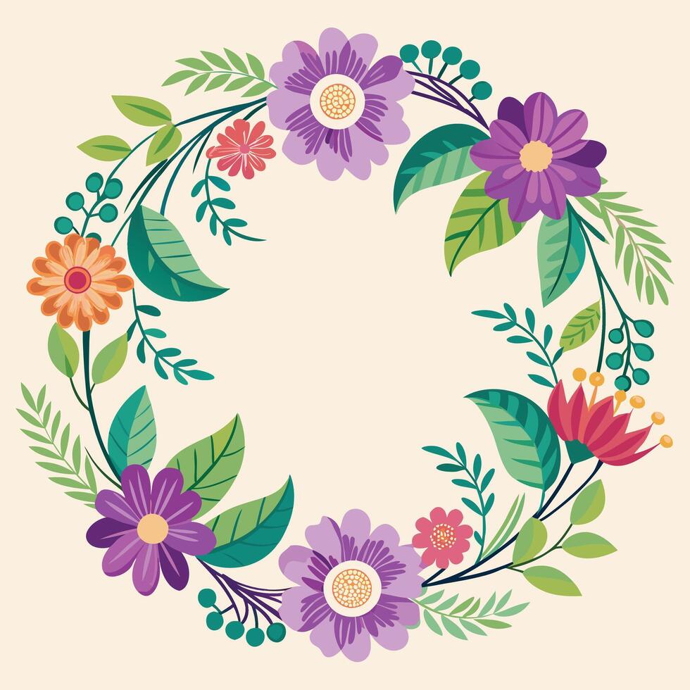 frame with flowers and leaves new 2025 vector