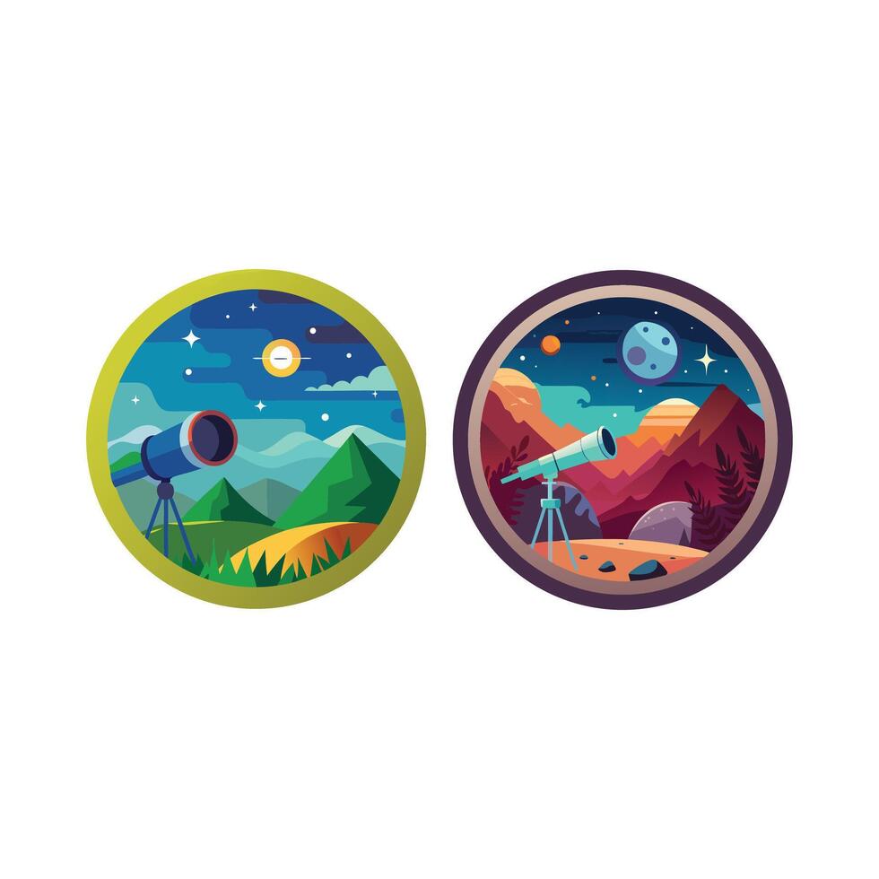 telescope view set abstract colorful background with circles new 2025 trendy vector