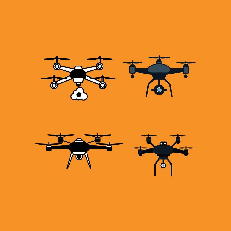 Set of illustration of a drone airplane flying in the sky new 2025 trendy vector