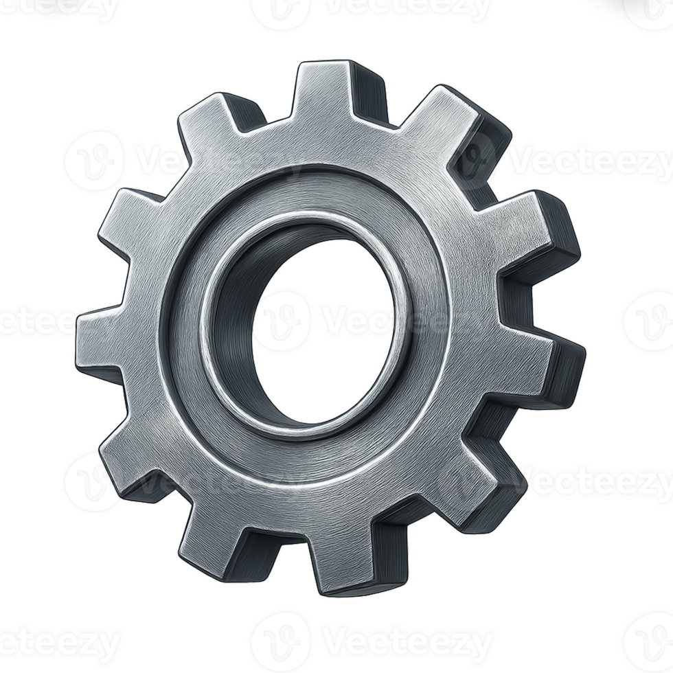 3D Metallic Gear Design with Simple Composition for Graphics Use png