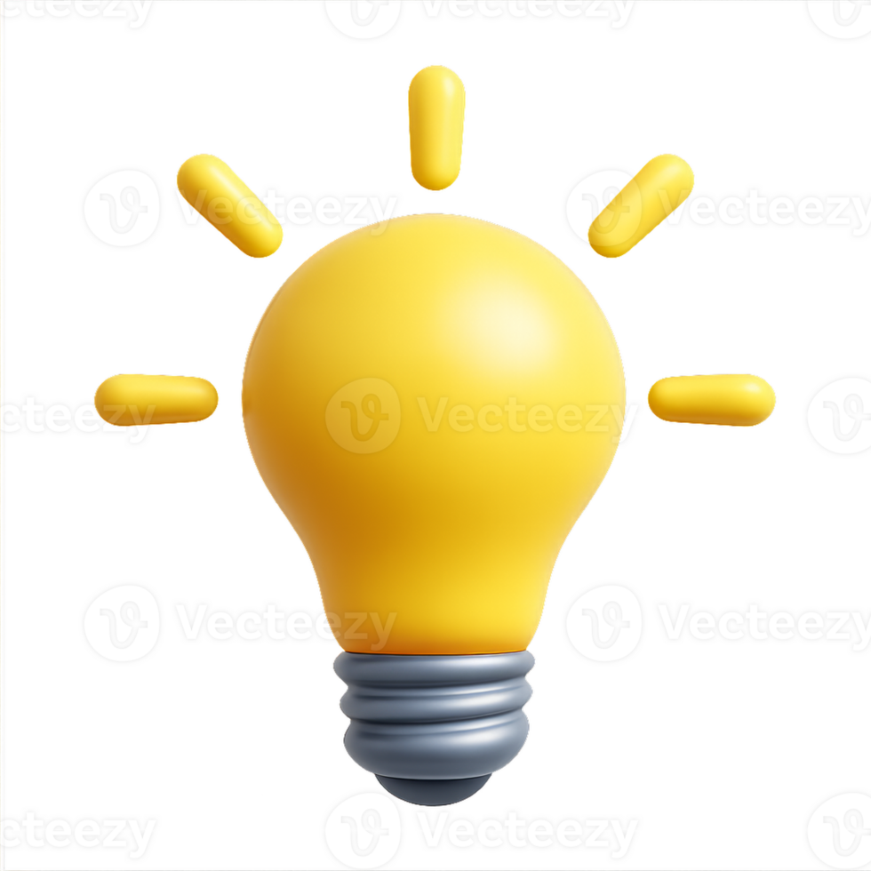 Simple Bright Symbol of Brilliant Idea in Yellow Light Bulb Design png