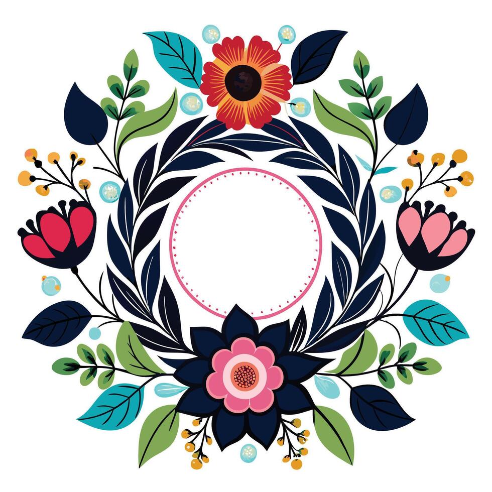 floral frame with flowers and leaf new 2025 trendy vector