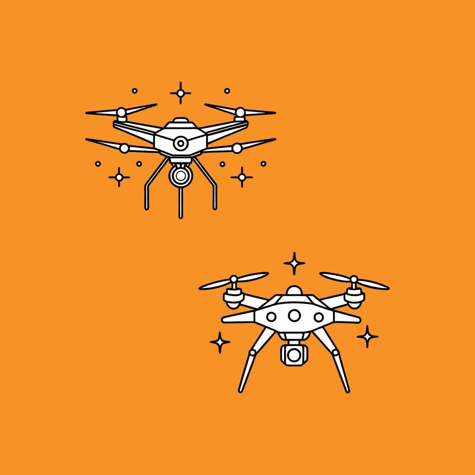 Set of illustration of a drone airplane flying in the sky new 2025 trendy unique vector