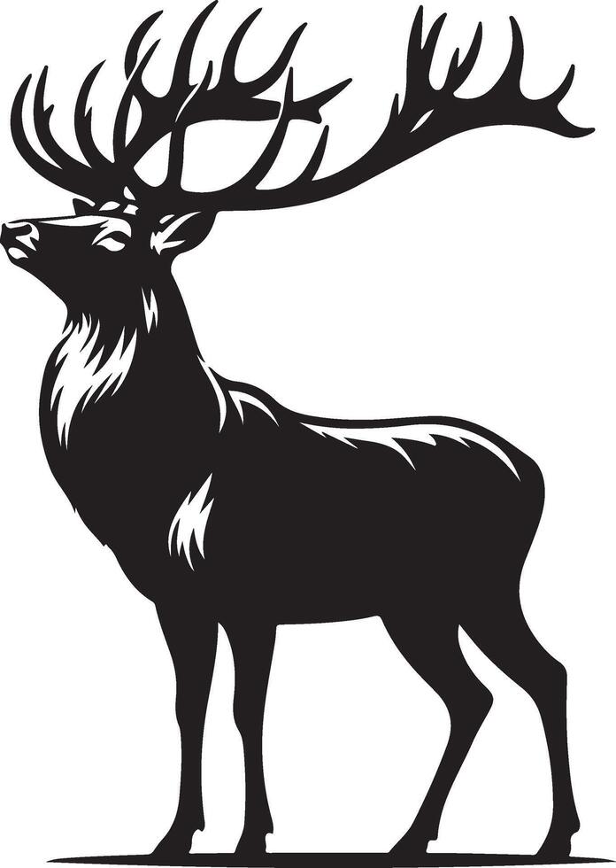 Majestic Deer with Large Antlers Standing in Forest Silhouette Wildlife Scene new 2025 treny unique vector