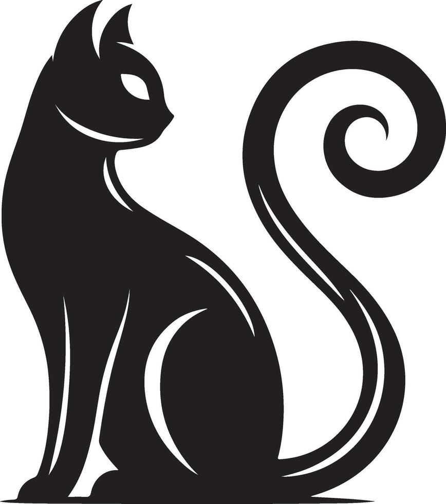 Black Cat with Arched Back Halloween Silhouette or Spooky Animal new 2025 trendy unique vector