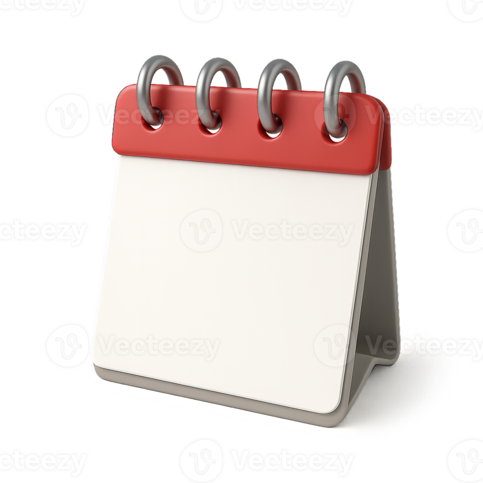 Empty Transparent Calendar with Red Binding on a Simple Stand png