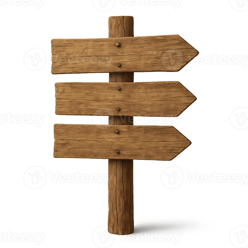 Rustic Wooden Signposts with Empty Arrows for Directional Guidance png
