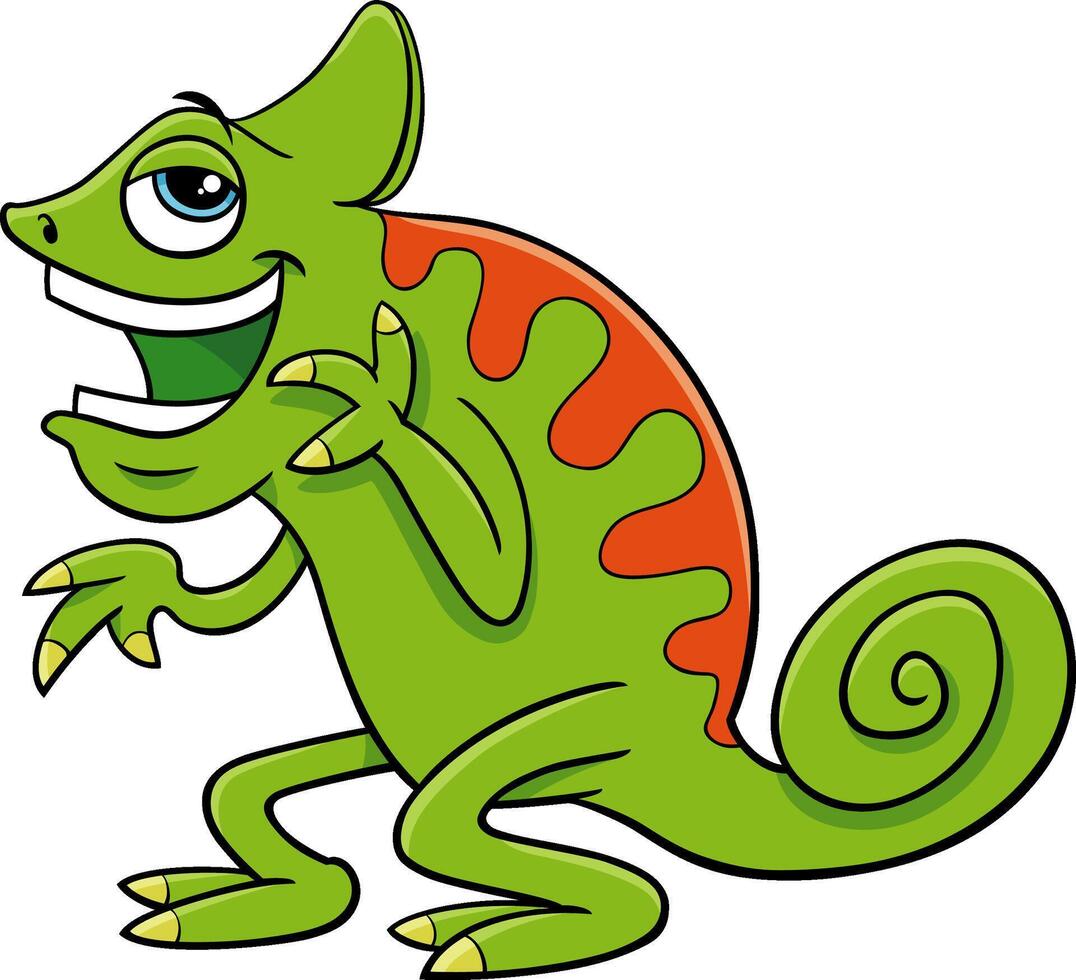 cartoon chameleon reptile animal character laughing vector