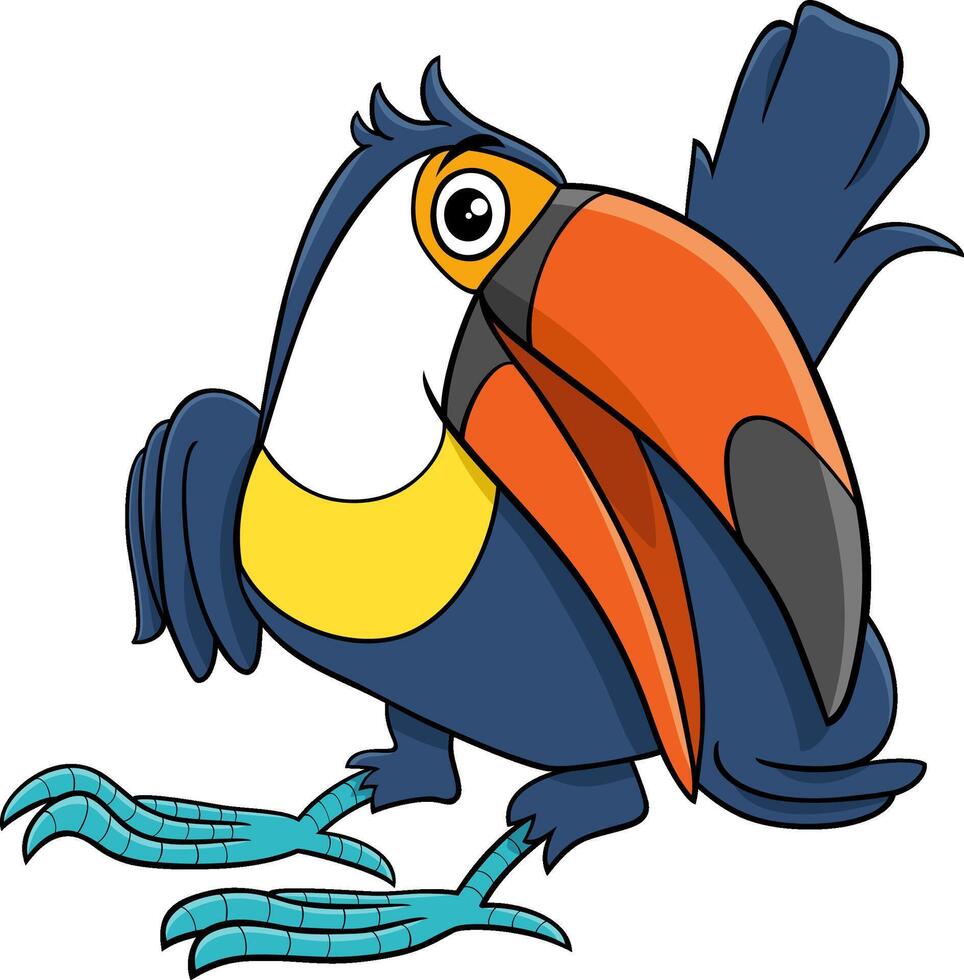 funny cartoon toucan bird wild animal character vector