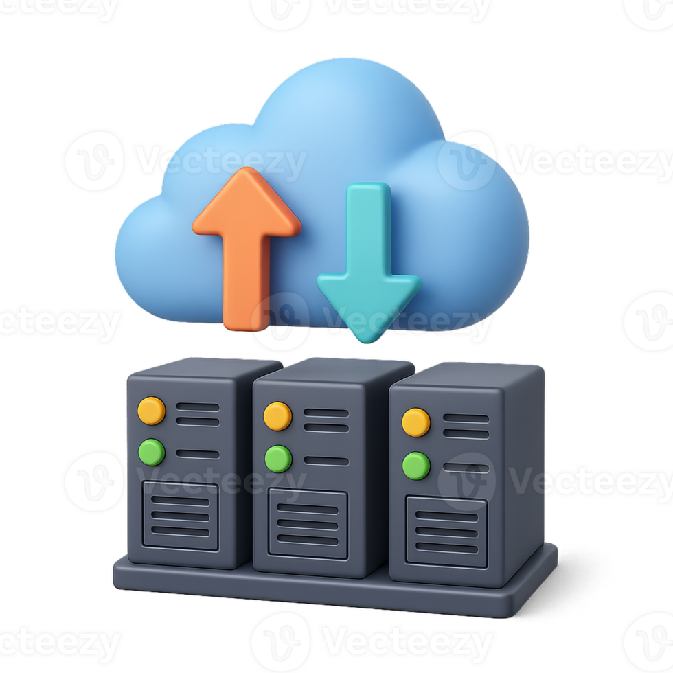 Cloud Computing Infographic with Upload and Download Icons png