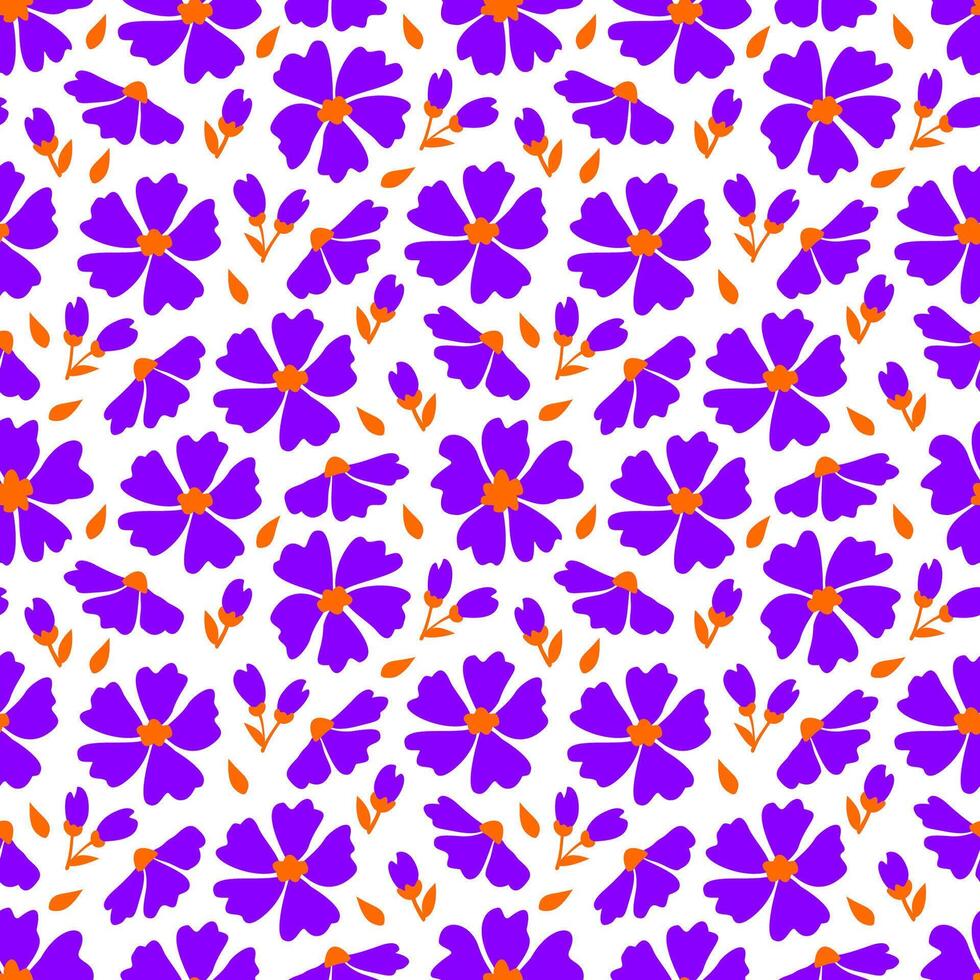 seamless pattern of abstract purple flowers textile colorful nature vector