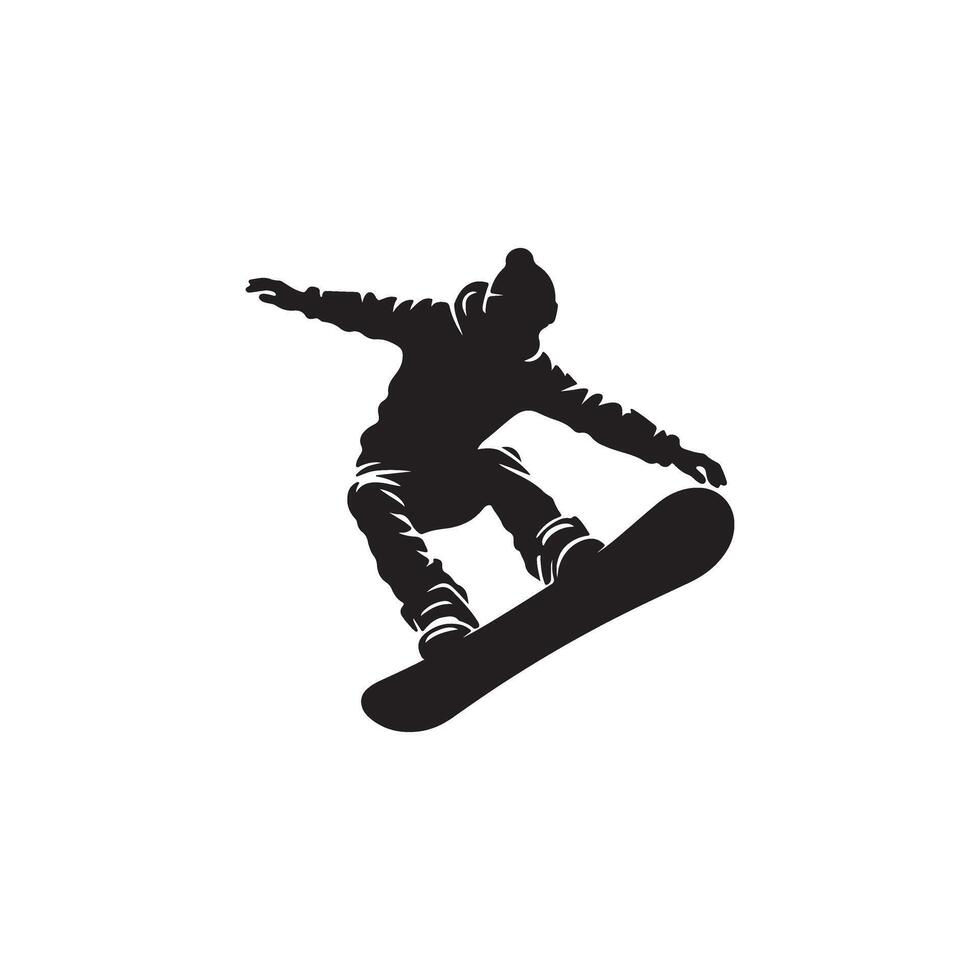 A silhouette of a person riding a snowboard vector
