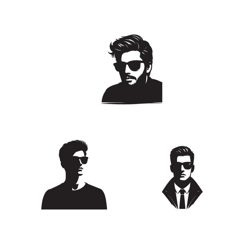 A set of four silhouettes of men with sunglasses vector