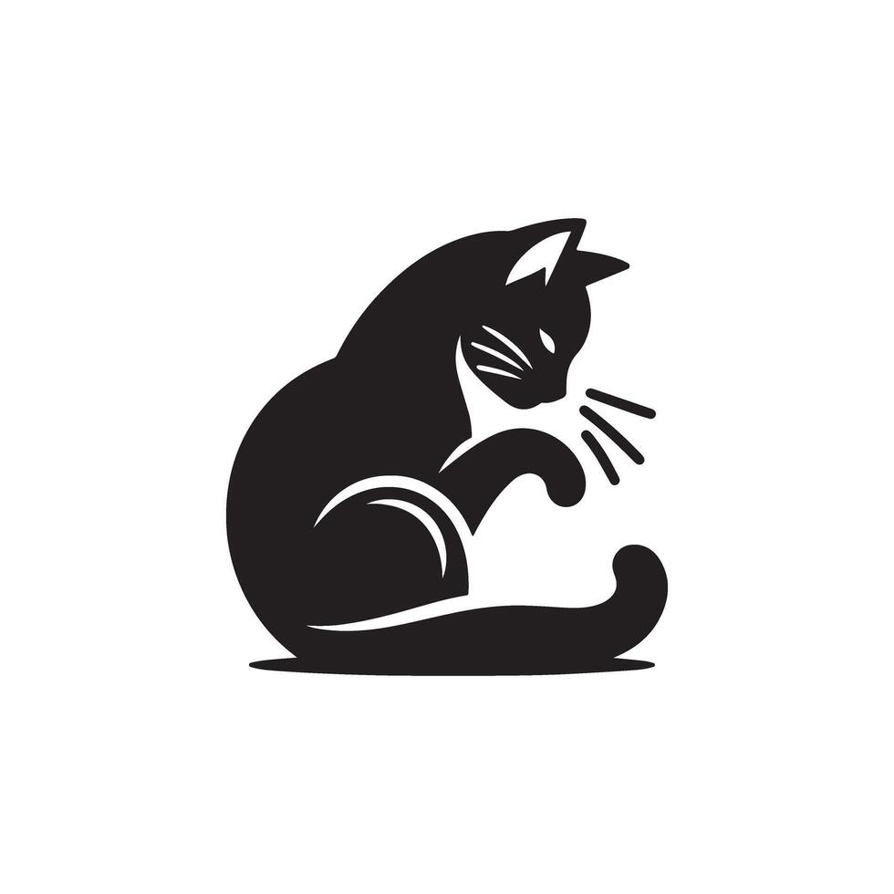 A black and white cat logo vector