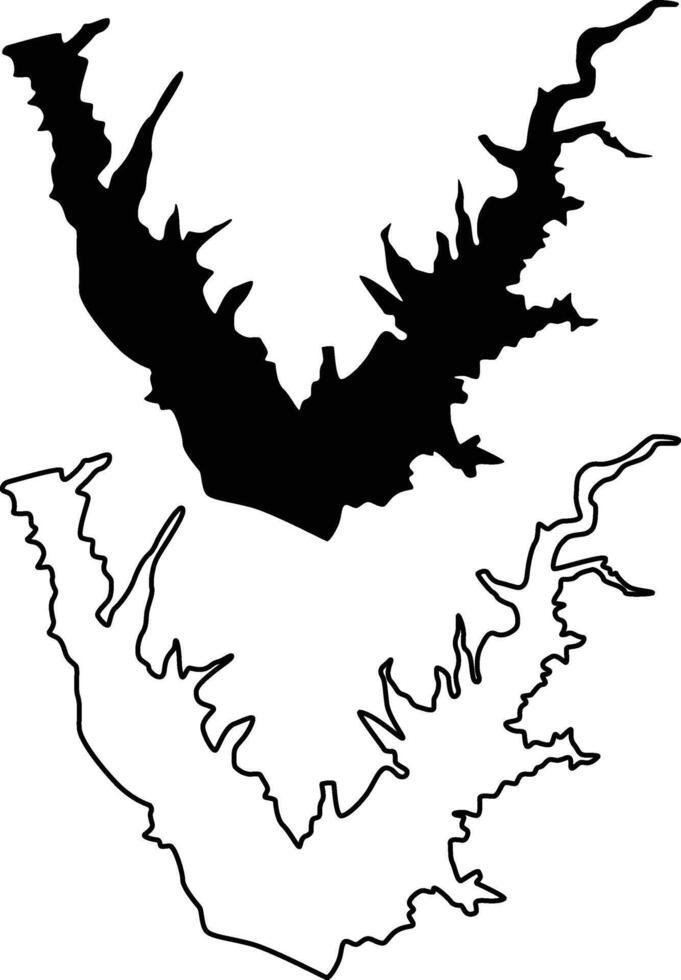 Map of Castaic Lake California USA Silhouette Flat and Outline Design vector