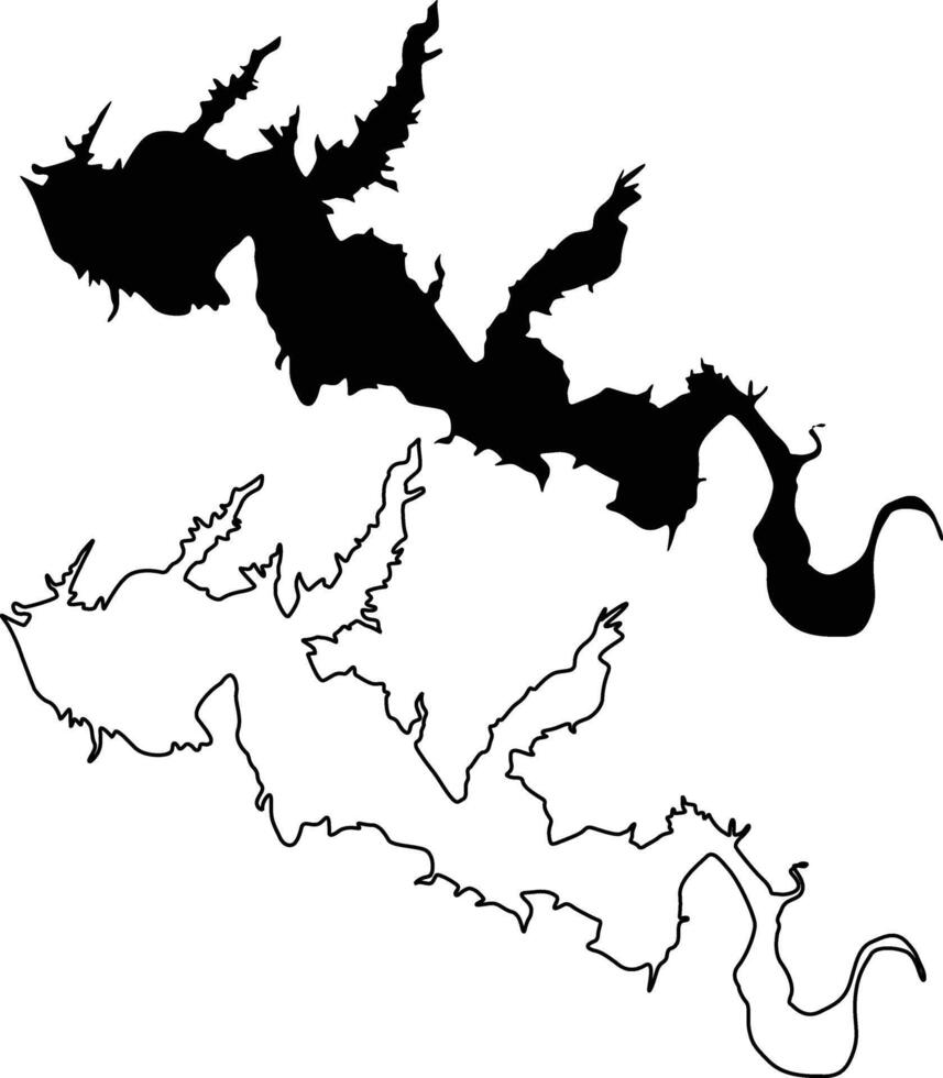 Map of Lake Cachuma California USA Silhouette Flat and Outline Design vector