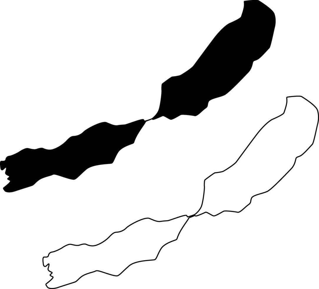 Map of Twin Lakes California USA Silhouette Flat and Outline Design vector