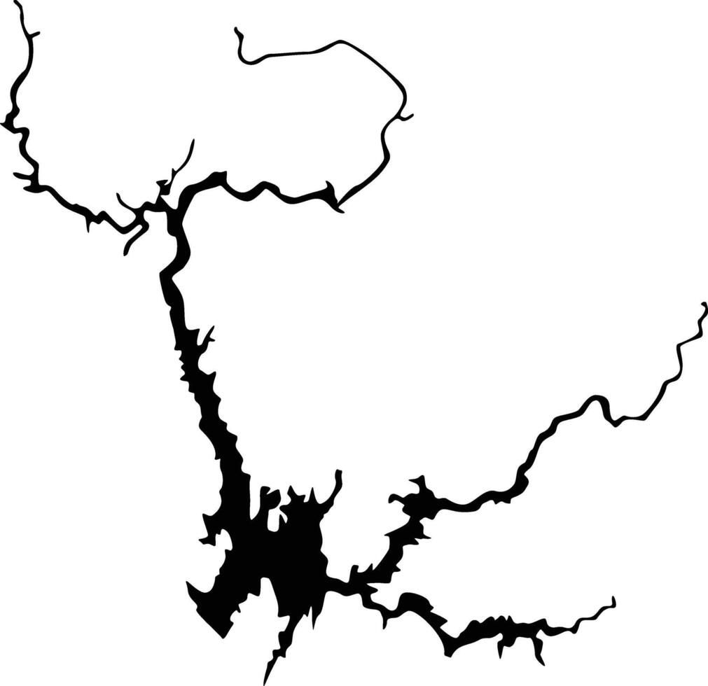 Map of Lake Oroville California USA Silhouette Flat and Outline Design vector