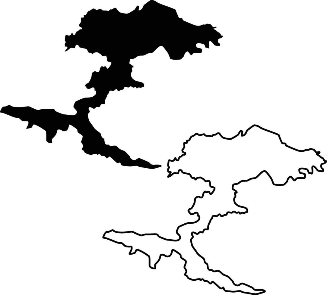 Map of Silverwood Lake California USA Silhouette Flat and Outline Design vector