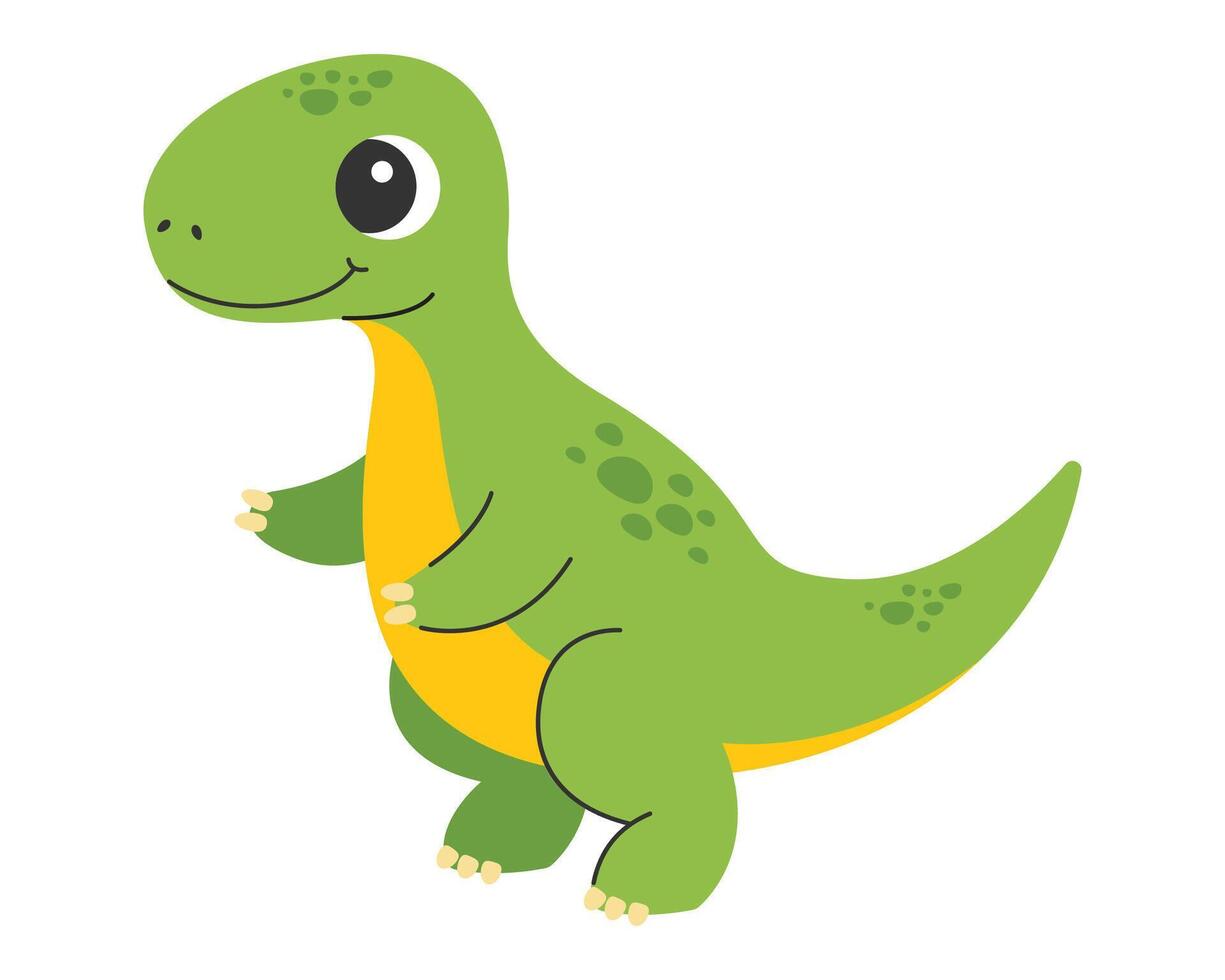 Cute dinosaur on white background. Cartoon tyrannosaurus. illustration vector