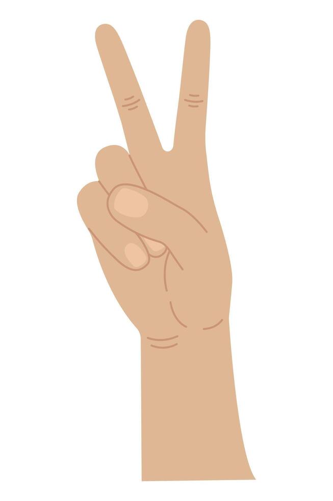 Hand gestures. Counting fingers. Two fingers. illustration. vector