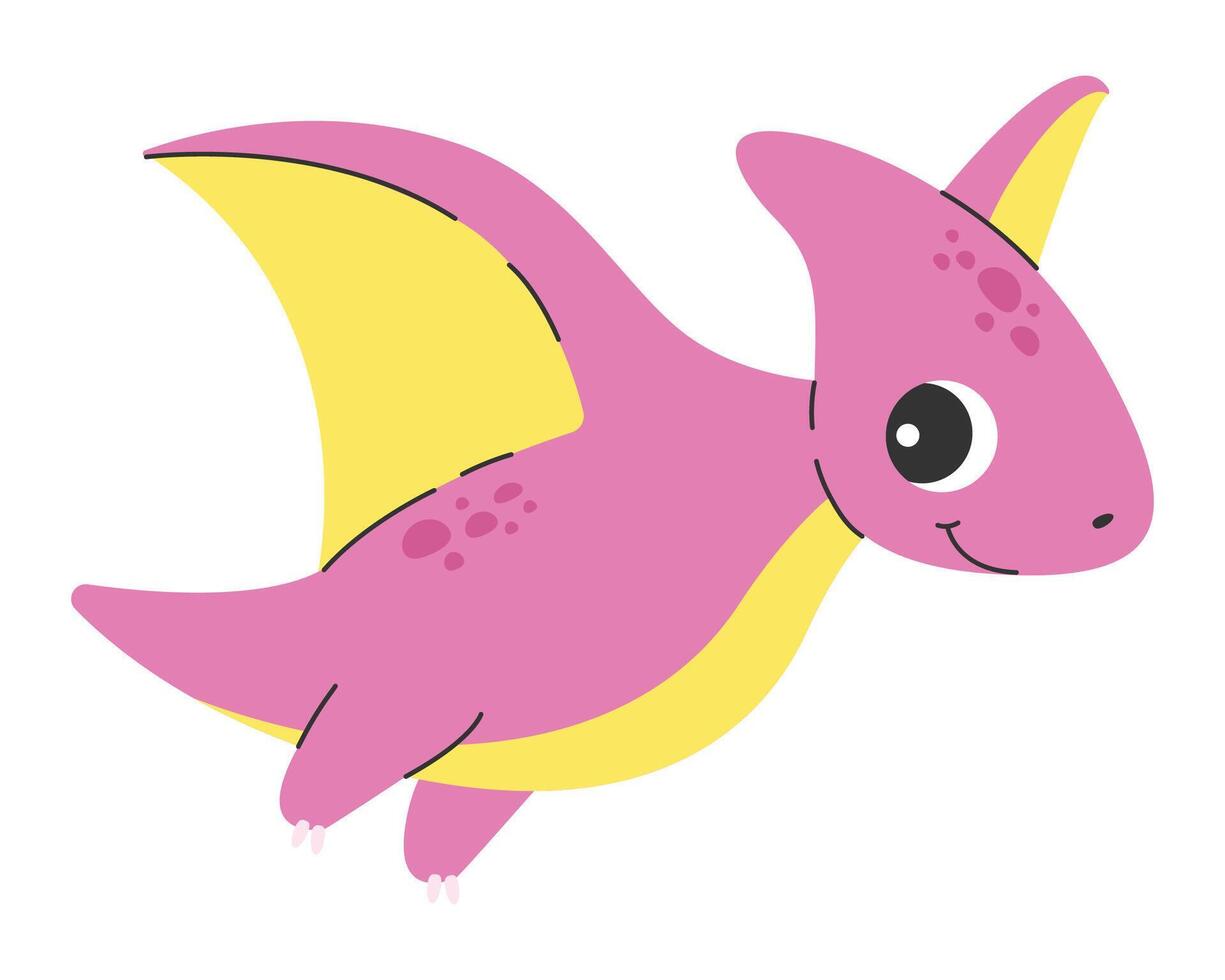 Cute dinosaur on white background. Cartoon pterodactyl. illustration vector