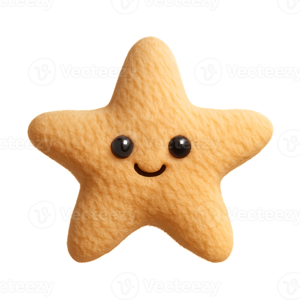 Adorable 3D Cute Starfish Illustration with a Happy Expression png