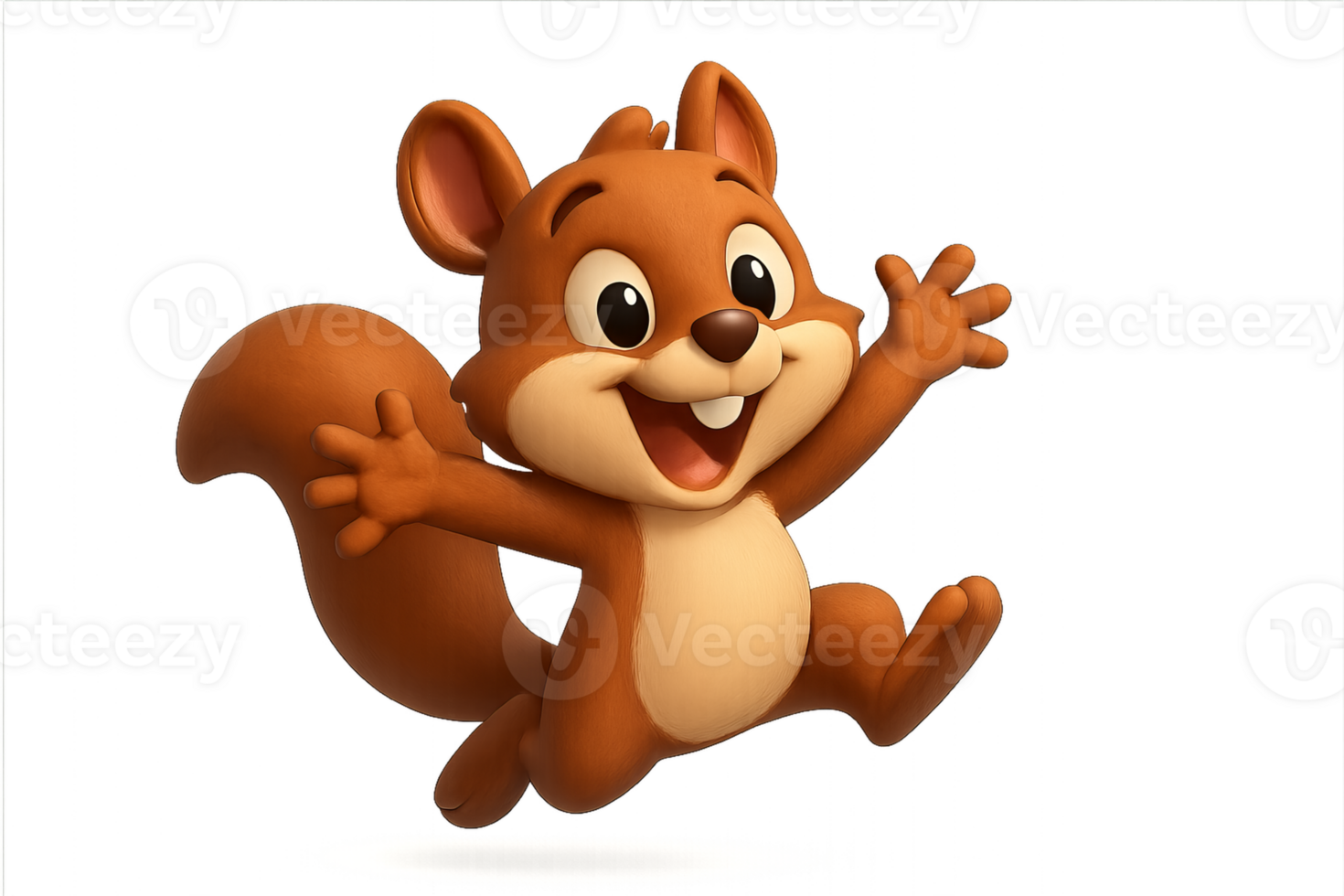 Joyful Cartoon Animal with Smiling Expression and Energetic Pose png