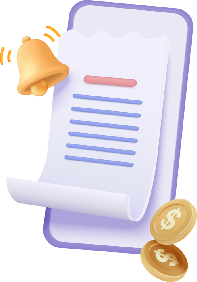 Money icon with paper and bell png