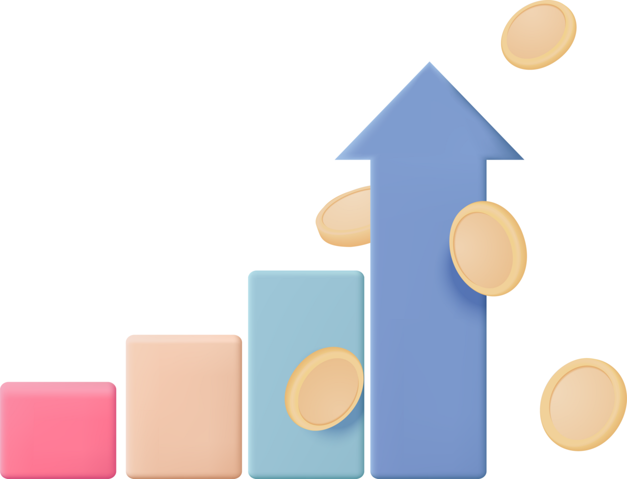 A graph with coins falling from it png