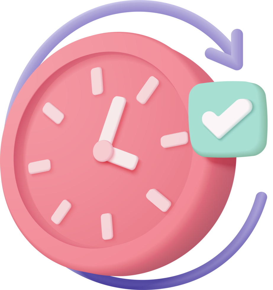 3d alarm clock icon. Pink watch minimal design concept of time. pink clock png