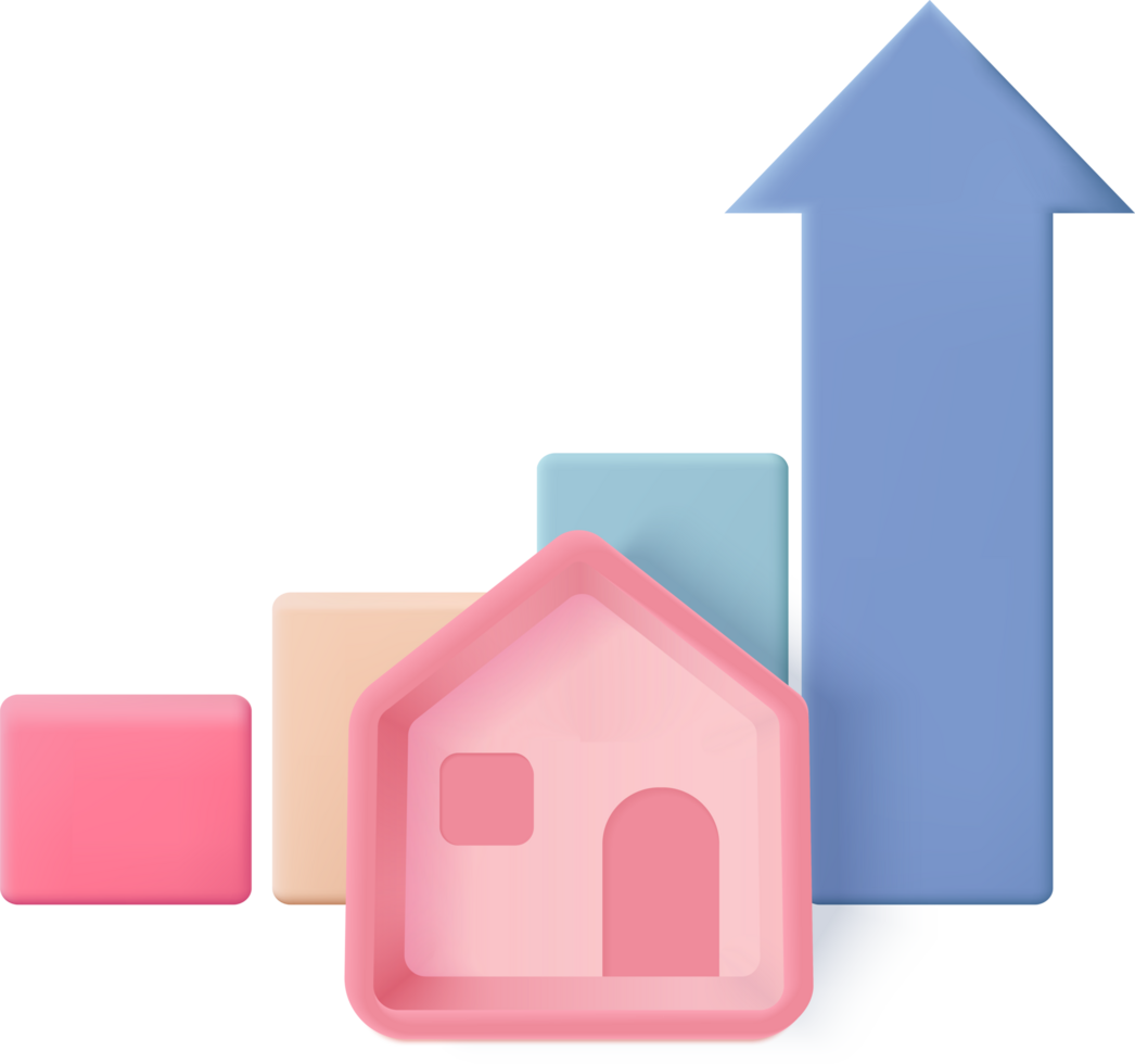 A house with an arrow and a house on top png