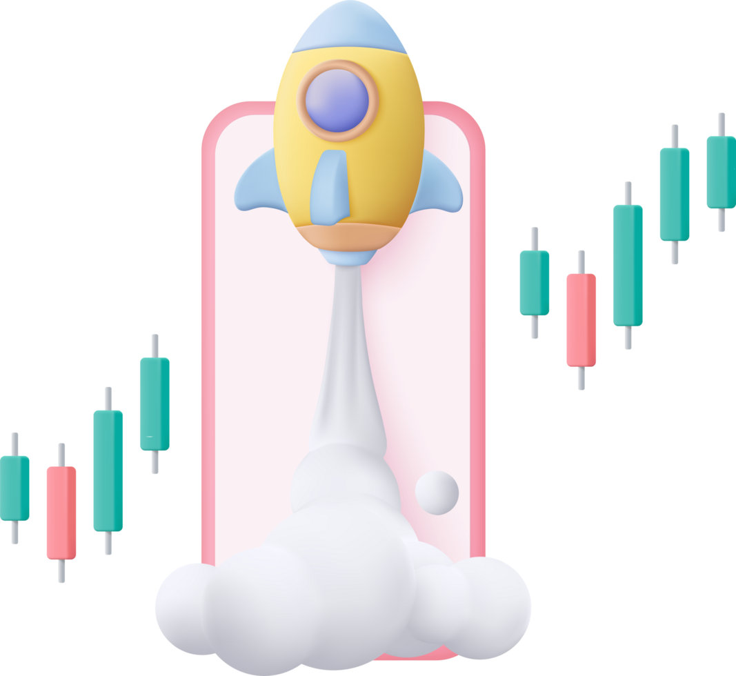 3D stock trading graph investment icon. sell and buy money cash and exchange with finance png
